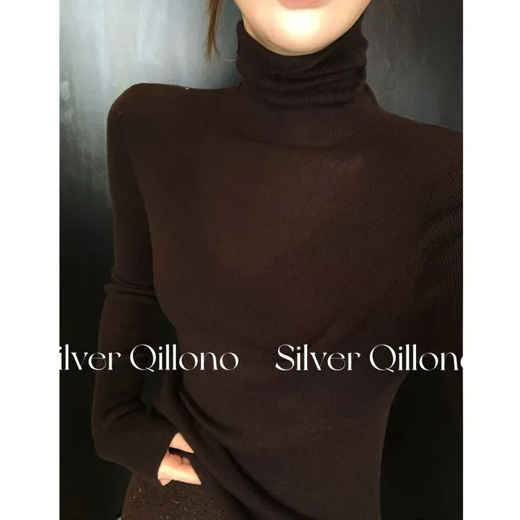 KIKI【暮光之城】冬款百搭显瘦高领绵羊毛针织衫25W11