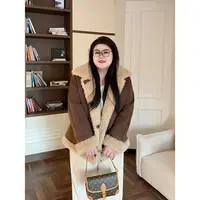 花契“椰香奶冻”大码女装冬季200斤胖mm毛茸茸机车服外套16562-X