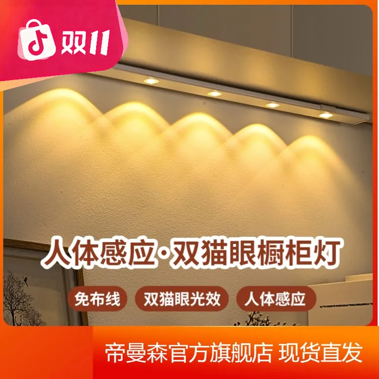 帝曼森双眼皮家用无线充电式波纹山丘射灯自动感应灯带柜橱灯条
