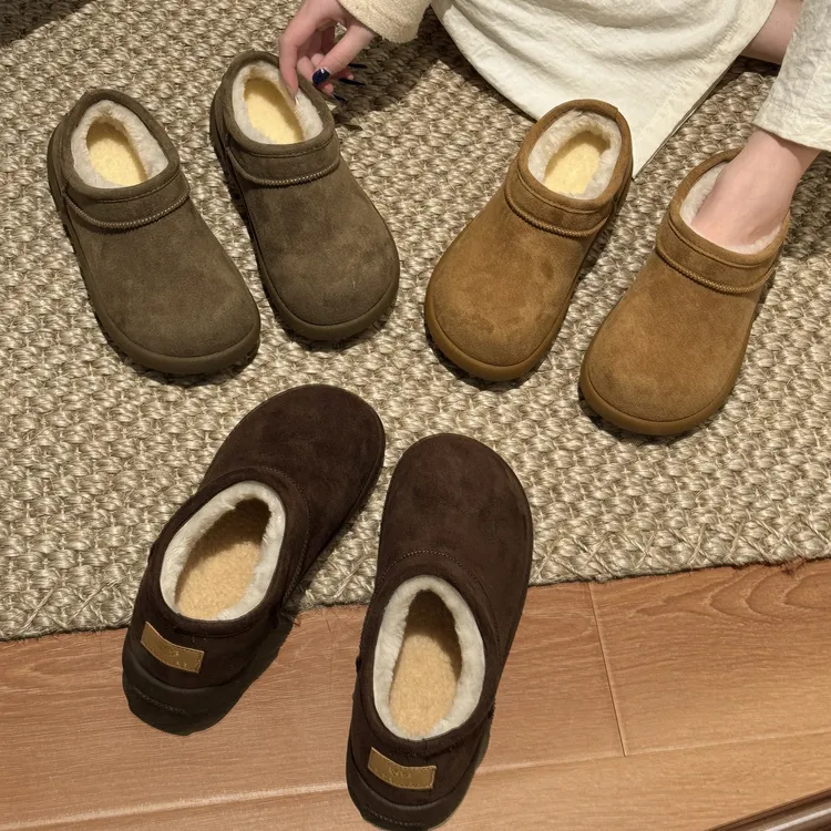 贾不假复古加绒保暖棉鞋女款2025新款冬季厚底软底雪地靴百搭爆款