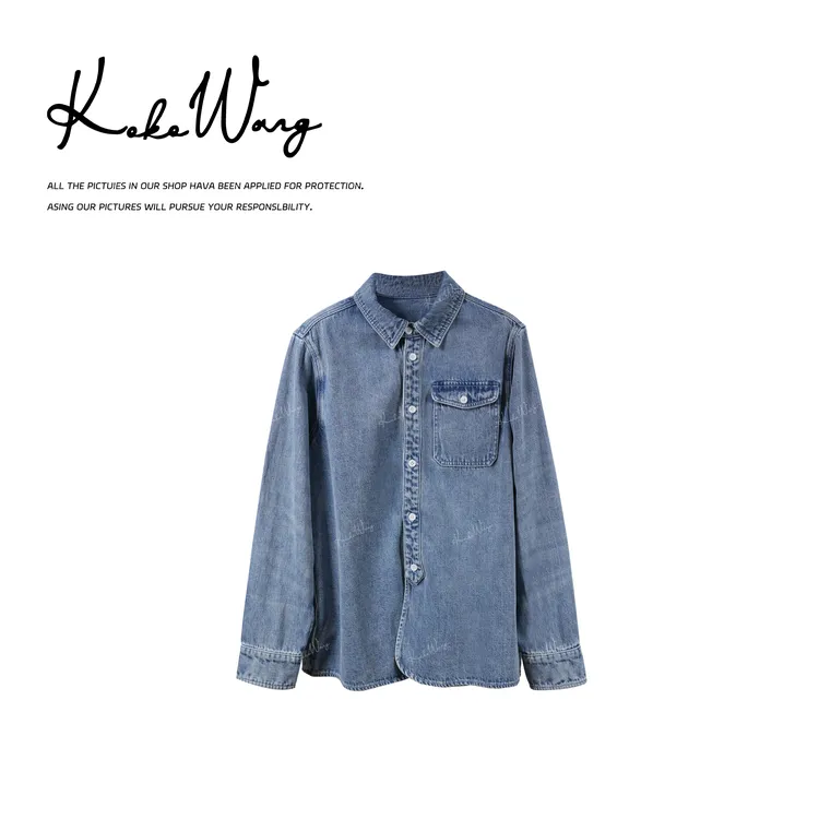 KOKO WANG 秋冬高级感复古丹宁风时尚牛仔工装衬衫N0685J22CS56