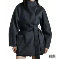 『朱小姐』全羊毛一粒扣荡领大衣  G376