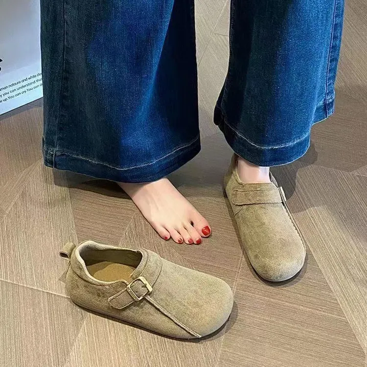 厚底勃肯鞋女秋季2025新款春秋一脚蹬豆豆鞋懒人孕妇休闲博肯单鞋