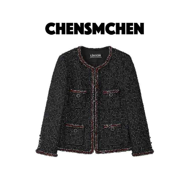 CHENSMCHEN 进口LINTON粗花呢小香风外套女精致优雅上衣CSW9177MX