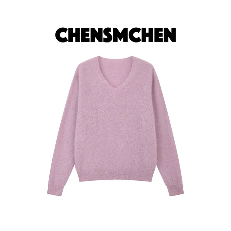 CHENSMCHEN 绵羊毛V领针织衫女秋冬时尚宽松羊绒打底衫CSZ7156QQ