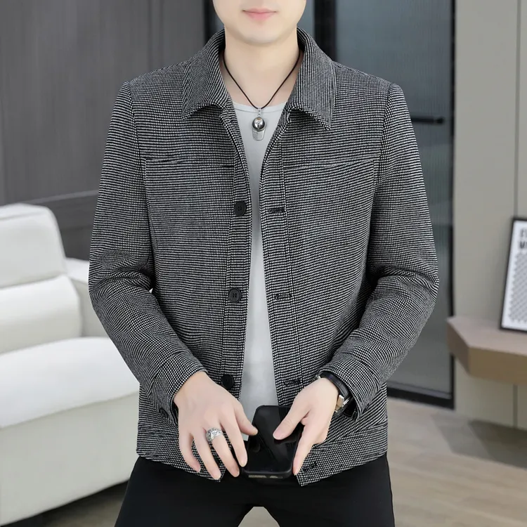 翻领夹克男士春秋季新款潮流简约时尚休闲百搭高级感商务外套上衣