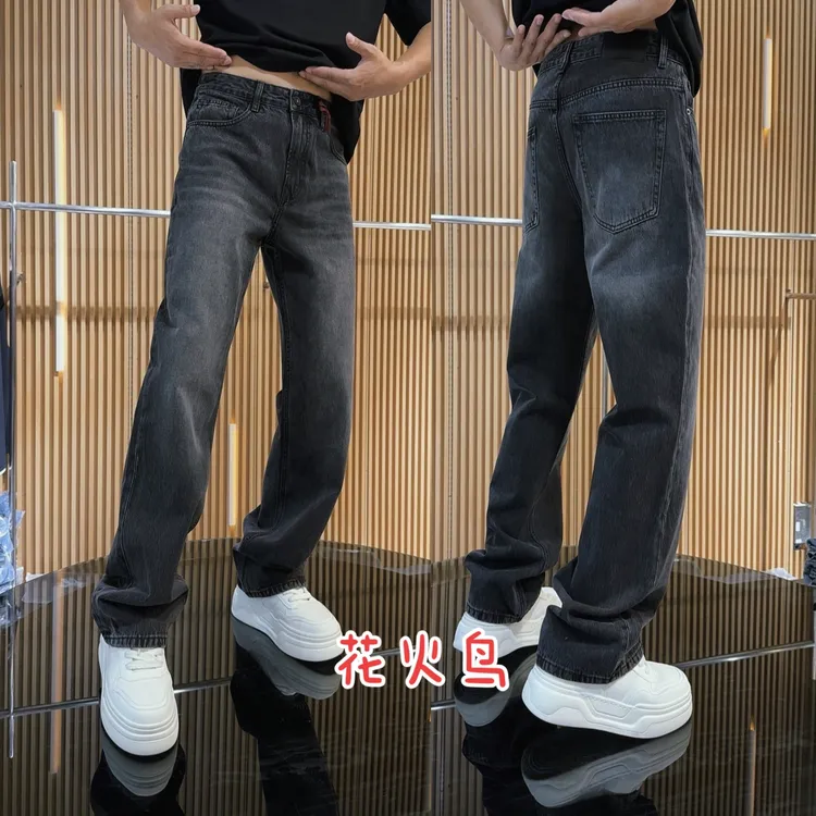 花火鸟男直筒裤美式休闲风常规款牛仔裤秋装百搭复古8019