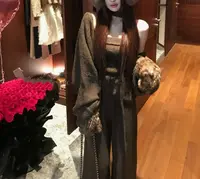 甜酷休闲毛衣套装女慵懒风韩系抹胸背心针织开衫高腰阔腿裤三件套