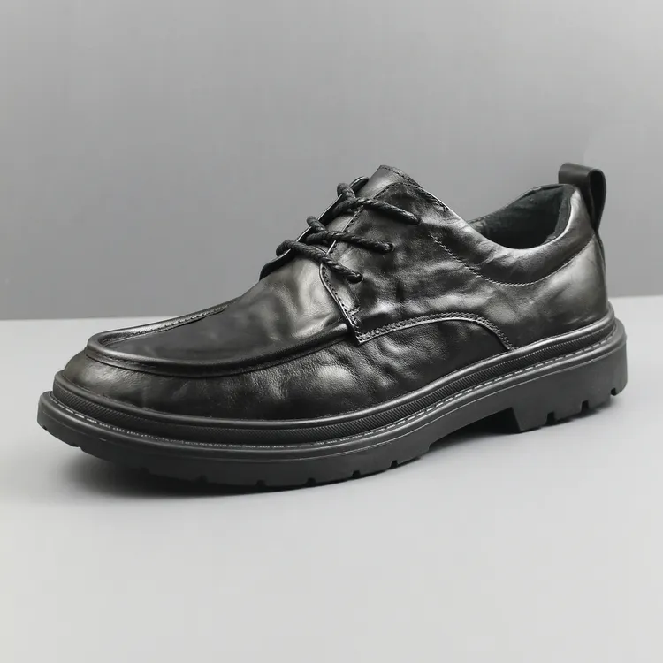 新款舒适软底头层牛皮商务休闲皮鞋男鞋时尚通勤增高商务正装皮鞋