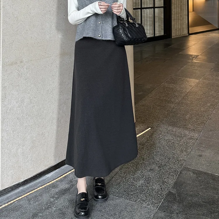 长款半身裙女2025年秋冬新款韩版休闲显瘦a字裙高腰复古气质长裙