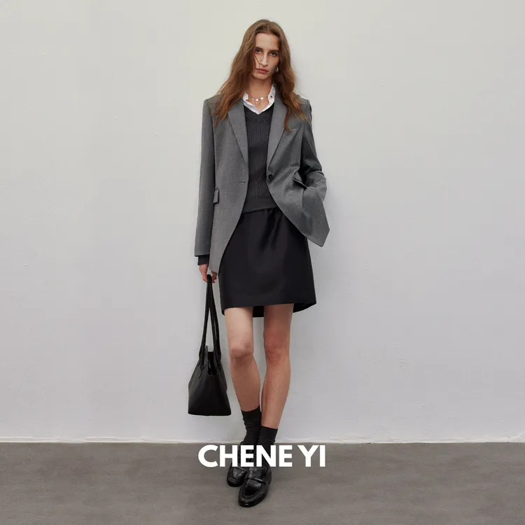 CHENE YI 一粒扣修身正肩通勤羊毛西装女士休闲感外套西服