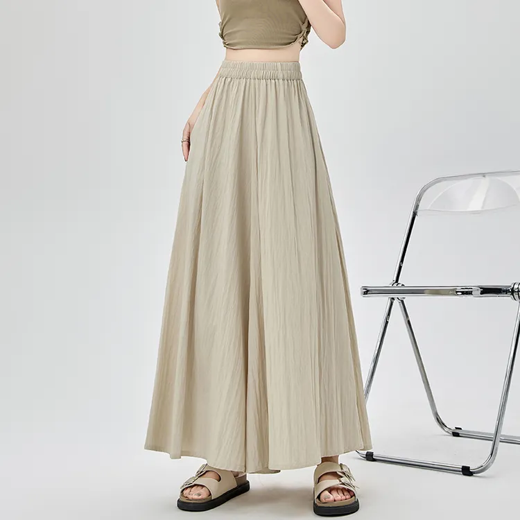 薄款冰丝阔腿裤裙女夏季2025新款高腰显瘦宽松垂感直筒九分山本裤
