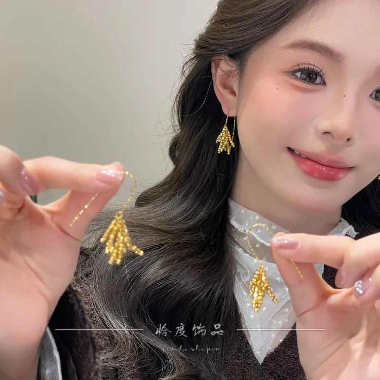 【恰度】独特气质串珠烟花流苏耳钉