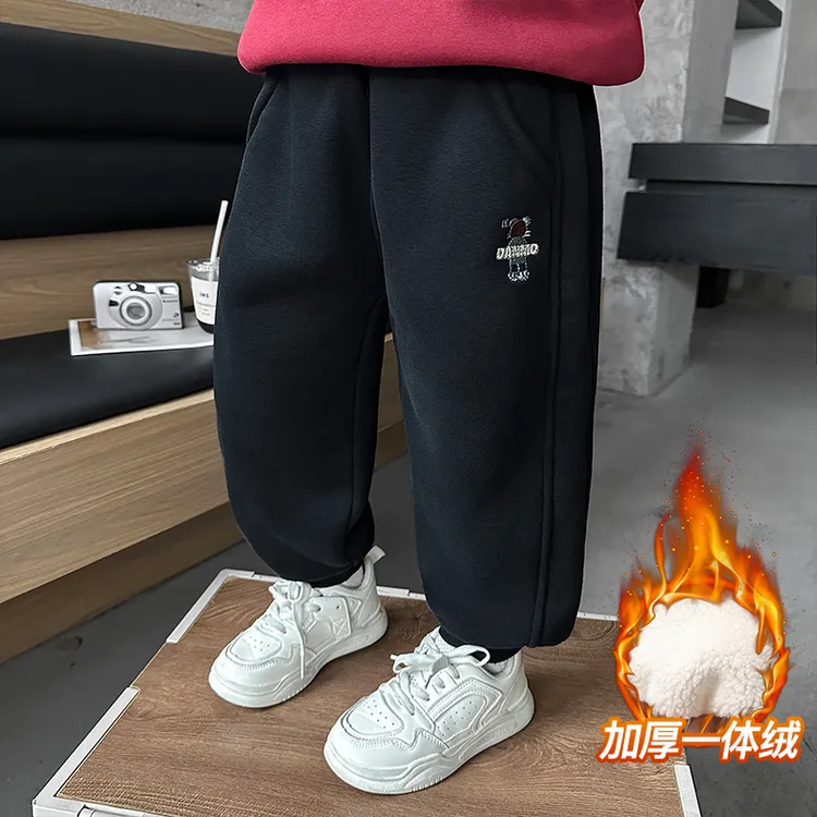 男女童加绒加厚裤子秋冬季运动裤2025新款男女宝宝冬天一条过冬裤