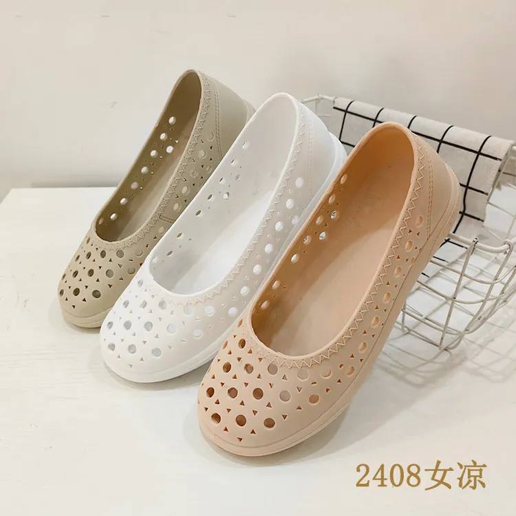 温突包头凉鞋夏女户外休闲防滑透气硅胶鞋洞洞鞋2408