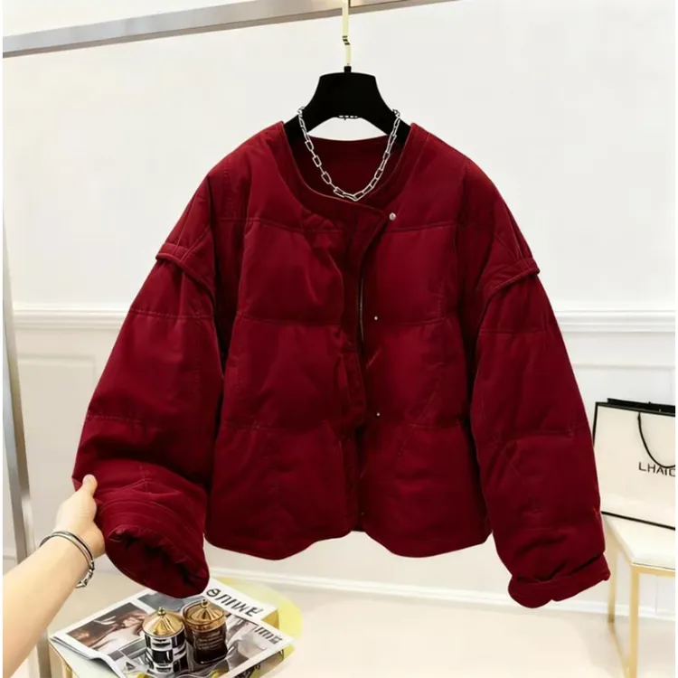 2025冬季新款老钱风保暖棉服外套大码女装胖MM宽松慵懒气质棉衣潮