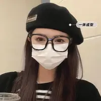 大头围黑色贝雷帽女新款显脸小反戴前进帽秋冬羊毛呢画家帽子夏季