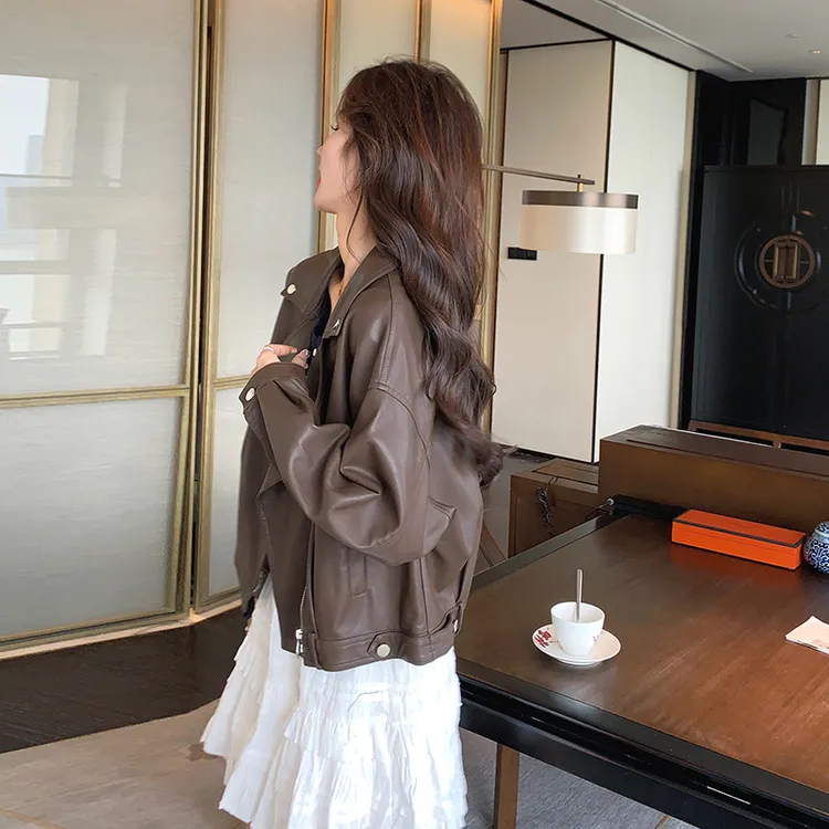 美拉德工装短款PU皮衣外套女款爆款2025新款秋小个子超好看机车服