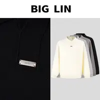 BIG林 秋季复古翻领长袖百搭简约肌理感保暖针织毛衣男士M7026