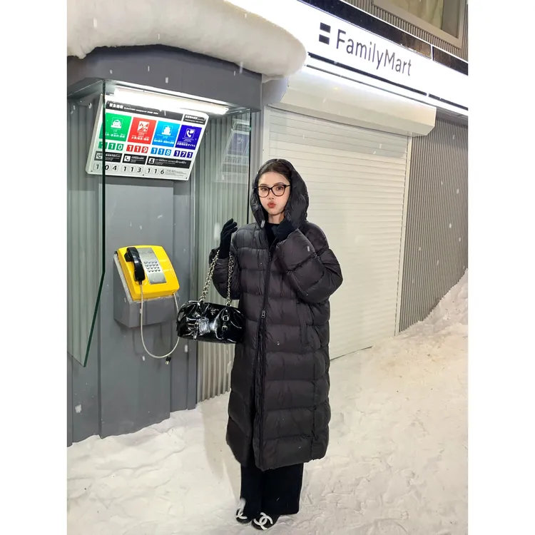 【赵小小yimao】花苞帽长款羽绒服冬季加厚大被子羽绒服95白鸭绒.ZX