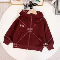 男童女童红色拉链外套2025韩版时尚洋气儿童连帽外套上衣D3T6-946