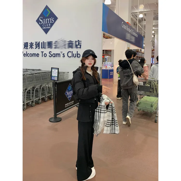 切糕自制【休闲玩家】小个子冬设计感显高加绒屁帘喇叭休闲裤真两件