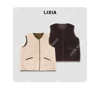 LIXIA【提拉米苏】秋冬软糯设计感双面穿暖洋洋绵羊毛马甲-D9773