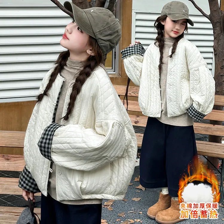 女童二棉外套秋冬款2025新款洋气儿童冬装夹棉加厚韩系风冬季棉衣