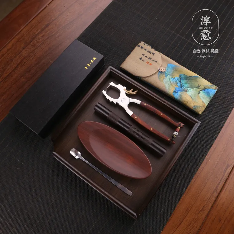 不锈钢茶钳茶刀茶则白茶饼黑茶砖专用普洱撬茶开茶器茶勺茶盘收纳