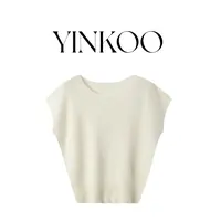 Yinkoo「轻盈静奢」100 %绵羊毛无缝一体斗篷款百搭低领针织女上衣