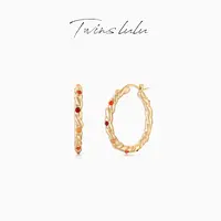 TWINS LULU镀K金秋上新气质小众首饰复古彩色圈圈耳环TSL1430