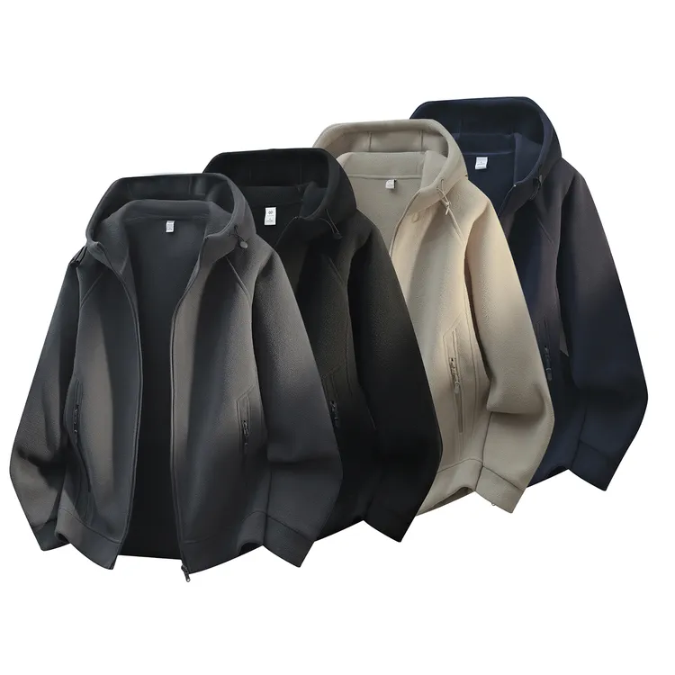 秋冬新款3D裁剪摇粒绒一体加厚连帽休闲国潮百搭男女同款外套2368