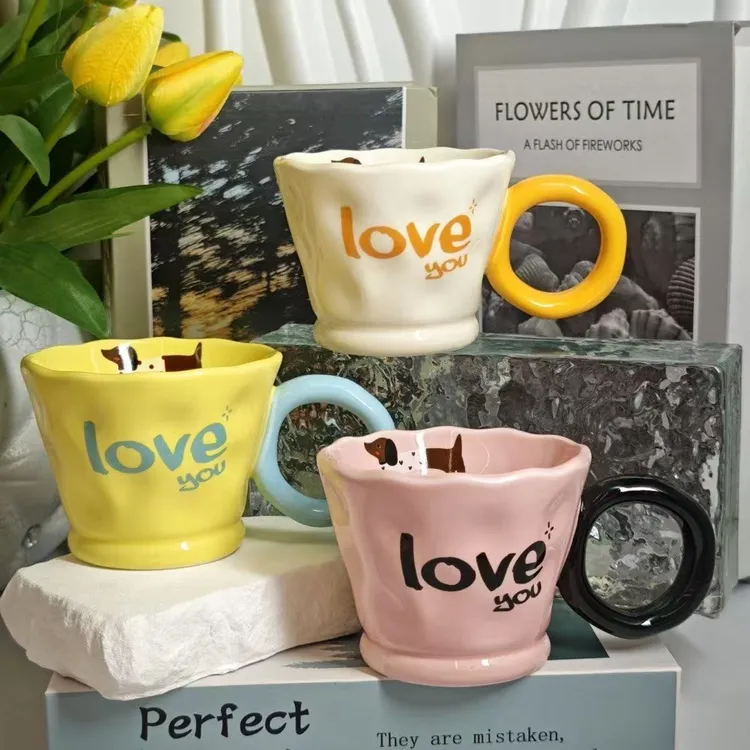 雅诚德2025年新款家用高颜值咖啡杯喝水杯陶瓷早餐杯情侣马克杯