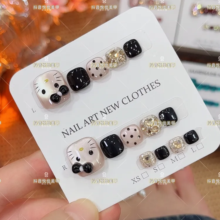 【KT猫】纯手工制作KT猫AB款脚甲穿戴甲14片