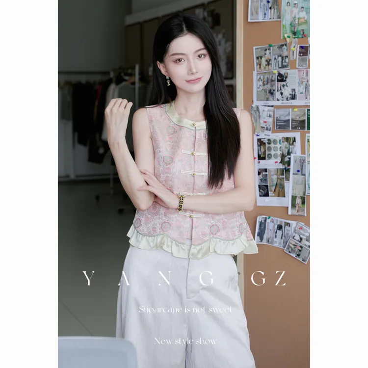 YANG GZ【大家闺秀】新中式宝相花圆领开衫马甲女 GZ5152GL657043