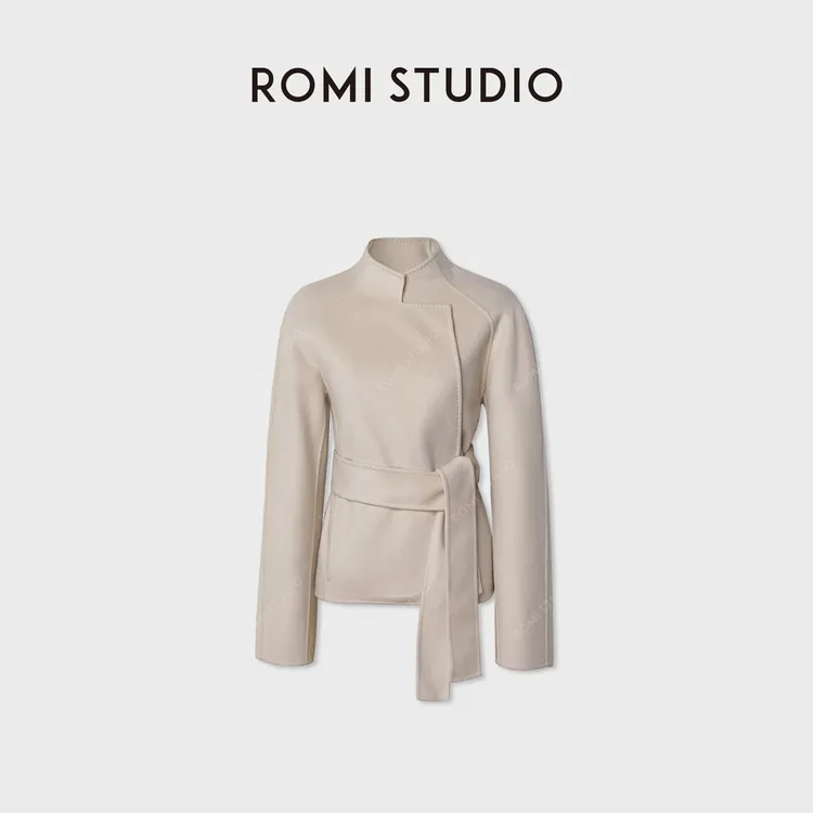 ROMI STUDIO“国王的礼物”12.5微米美丽奴绵羊毛呢大衣RWCWWG5652