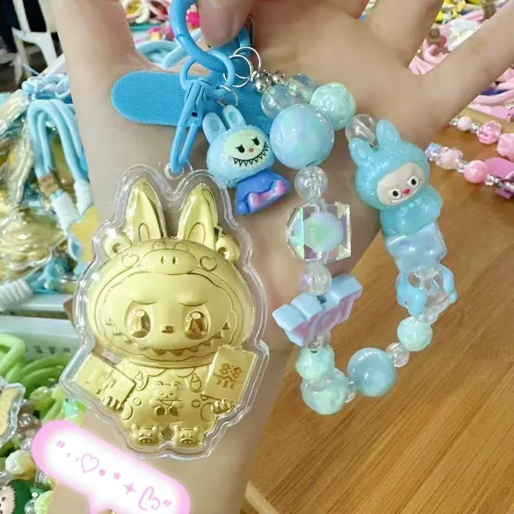 含金工艺品七夕新款平安喜乐拉布布手机钥匙扣挂件送女友礼