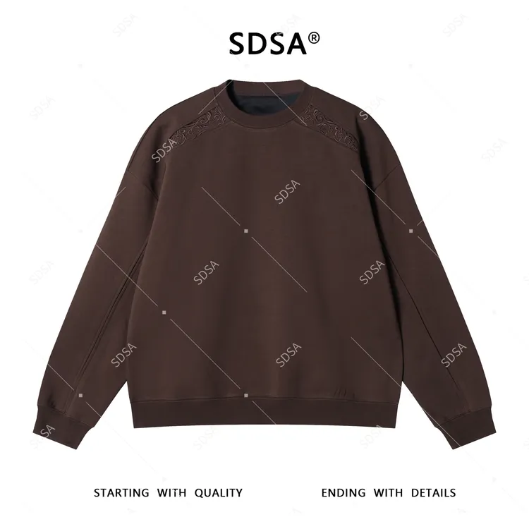 SDSA男士秋冬新款轻奢痞帅男装国风刺绣圆领卫衣复古百搭潮牌上衣