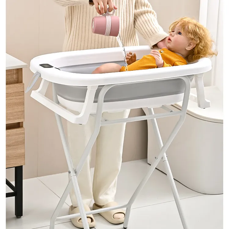 婴儿洗澡盆宝宝站立洗澡神器浴盆支架可折叠新生儿洗澡护理台尿布
