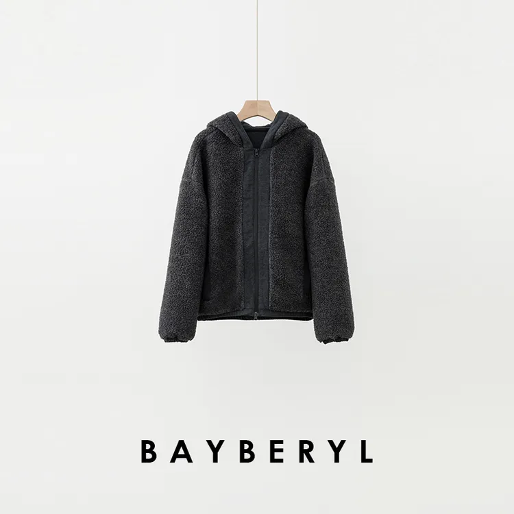 BAYBERYL老贝热带*毛绒保暖休闲连帽拉链秋冬外套9MF5I2044-9/21