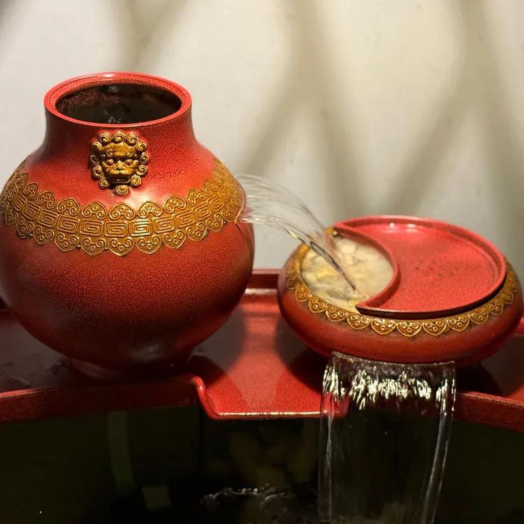 楚汉听香大号瑞狮鸣泉60长板复古流水摆件增氧过滤造景陶瓷