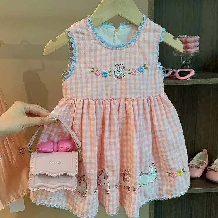 新品巴拉巴拉女童裙子夏装宝宝2025新款格子背心连衣裙儿童洋