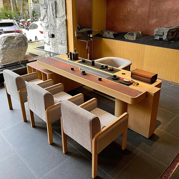 新中式茶桌2025新款高端原木色泡茶桌办公室茶馆实木胡桃木茶台