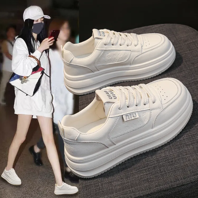 女士厚底小白鞋女款2025新款秋季爆款板鞋百搭防滑增高休闲女鞋子