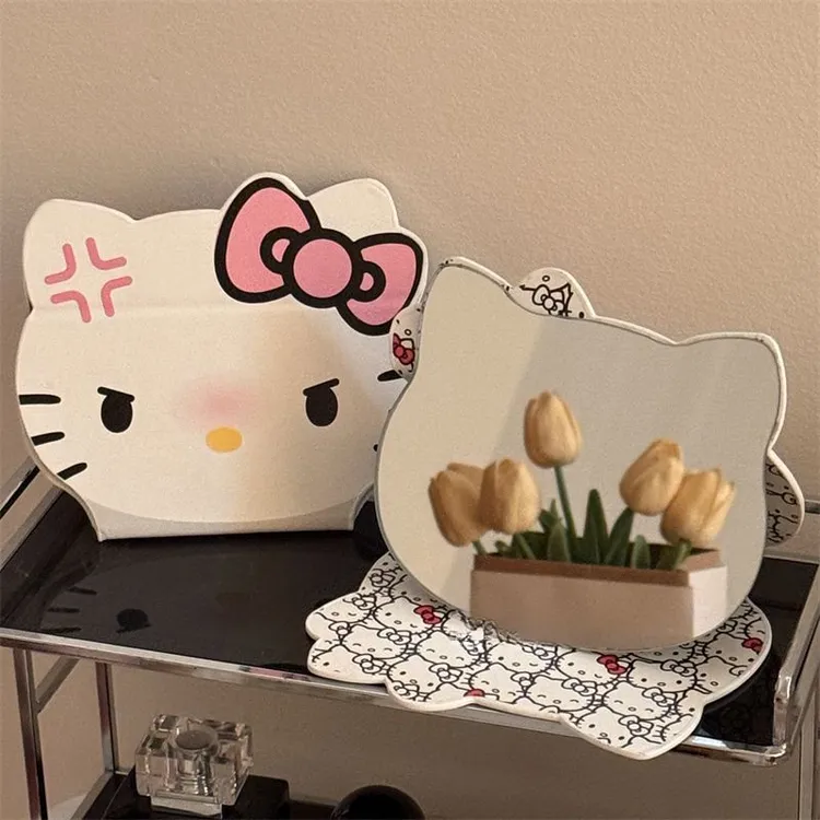 新款kitty猫折叠镜化妆镜子可爱卡通学生宿舍桌面梳妆镜补妆镜XF