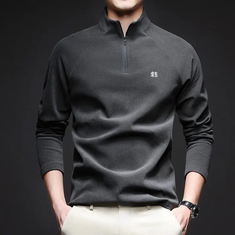 【奥莱撤柜】秋冬户外轻奢新款男士德绒半高领T恤时尚打底针织上衣