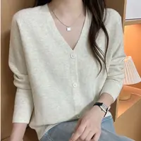 552#小香风长袖针织衫显瘦时尚百搭v领开衫20