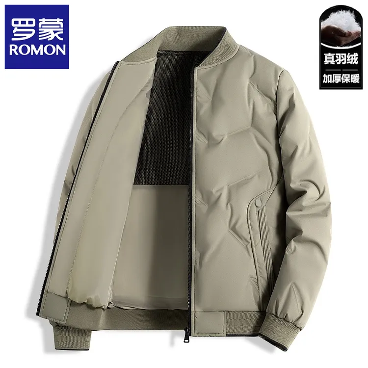 Romon/罗蒙商务轻薄羽绒服男士冬季新款棒球领加厚保暖御寒外套男