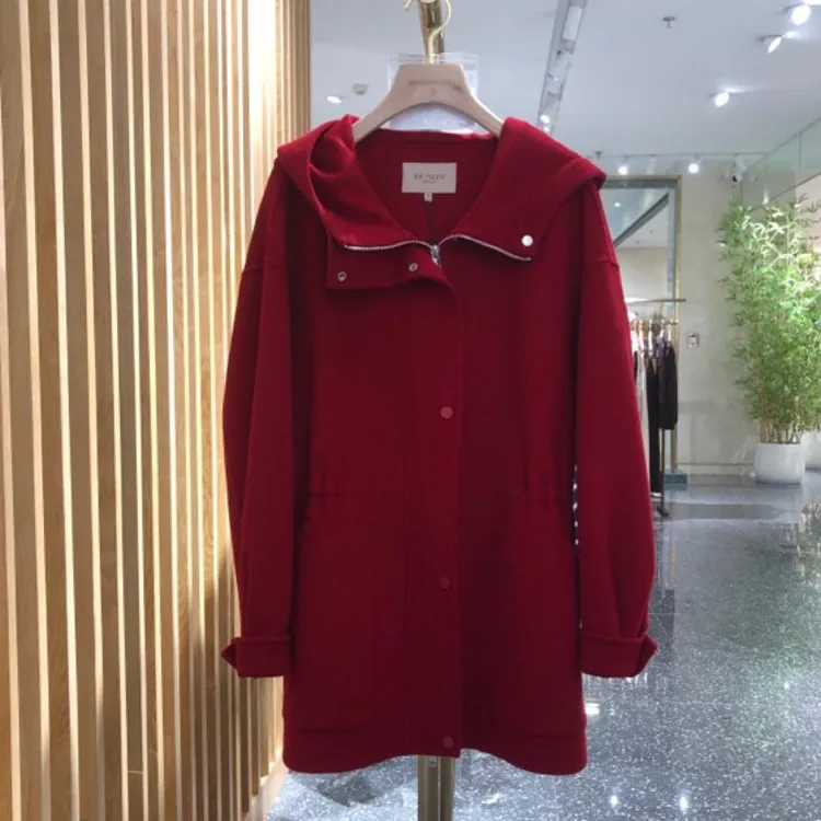 声雨竹1R439中长款羊毛大衣宽松均码包容显瘦双色可选时尚外套