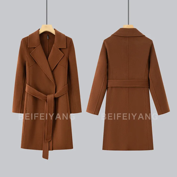 BEIFEIYANG/北非羊100%初剪羊毛中长款秋冬款羊毛大衣西装领通勤